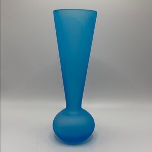 Blue Satin Glass Modern Design Scandinavian Vase 8.25”